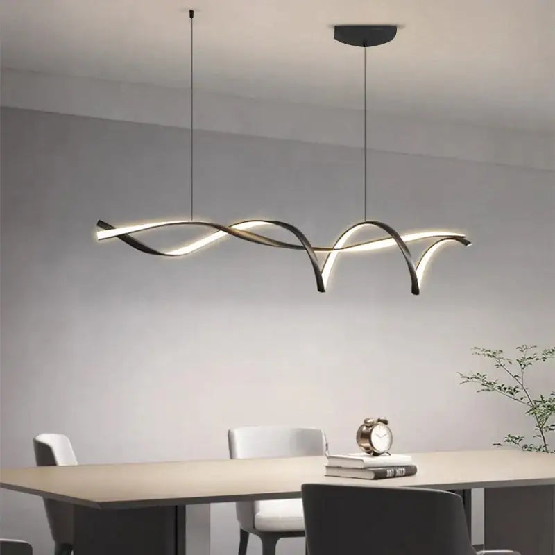 Modern black and white led chandelier with sleek curved design for dining room decorbites black modern pendant light