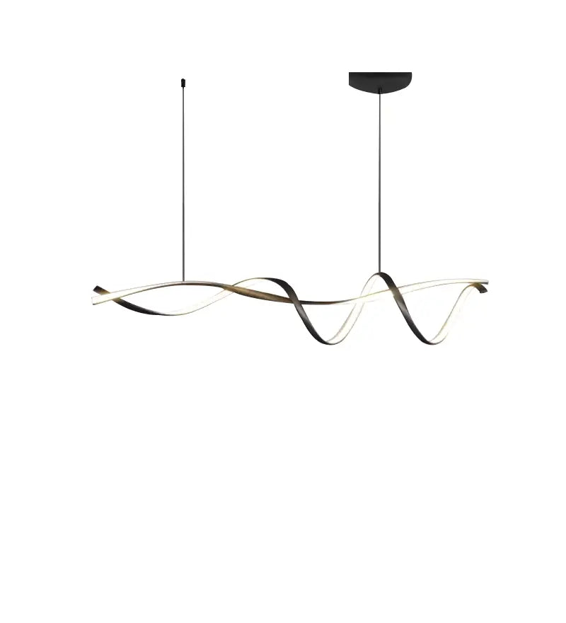 Modern black and white led chandelier with sleek intertwined LED strips and dark metallic arms for dining room decorbites black modern lighting