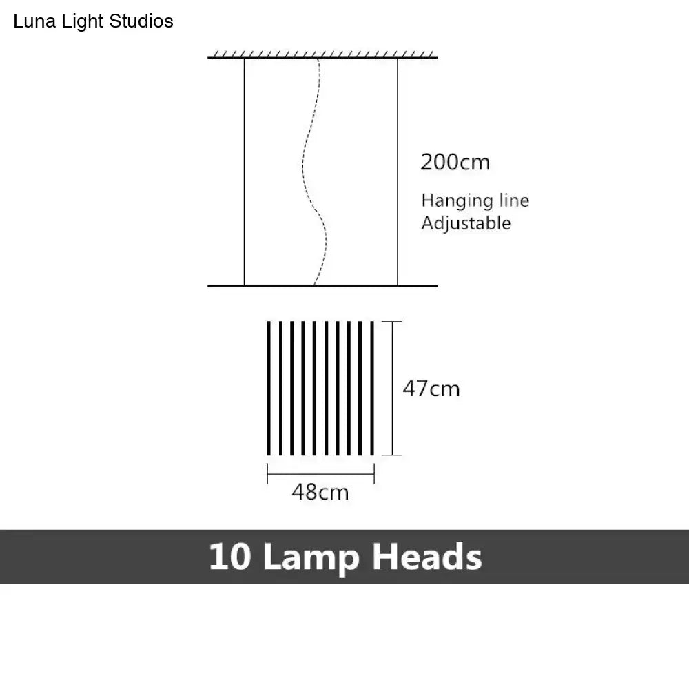 DecorBites™ modern led chandelier with adjustable 200cm black white hanging line and ten 47x48cm lamp heads