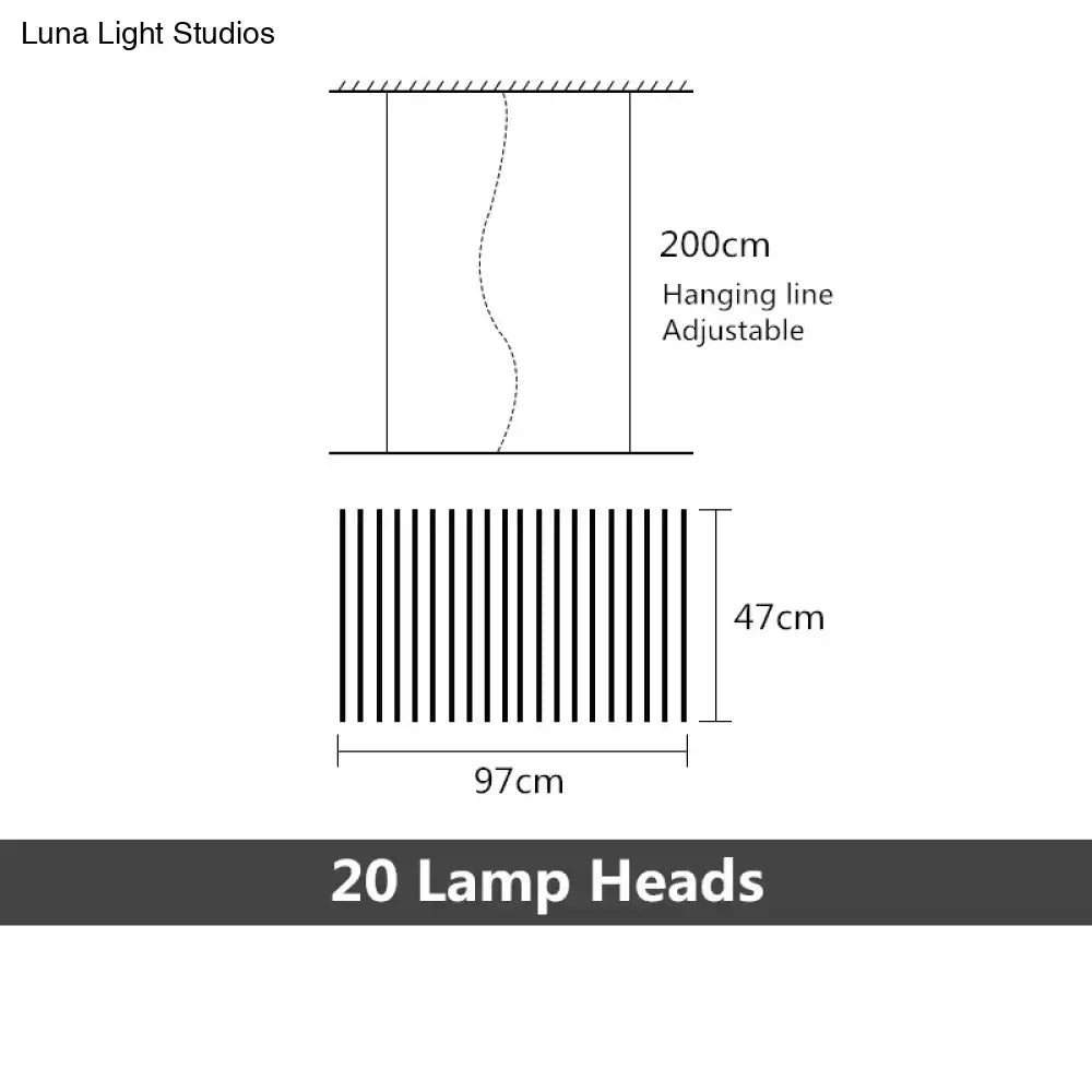 Adjustable 200cm black and white modern led chandelier with 20 lamp heads for nordic loft led chandelier lighting