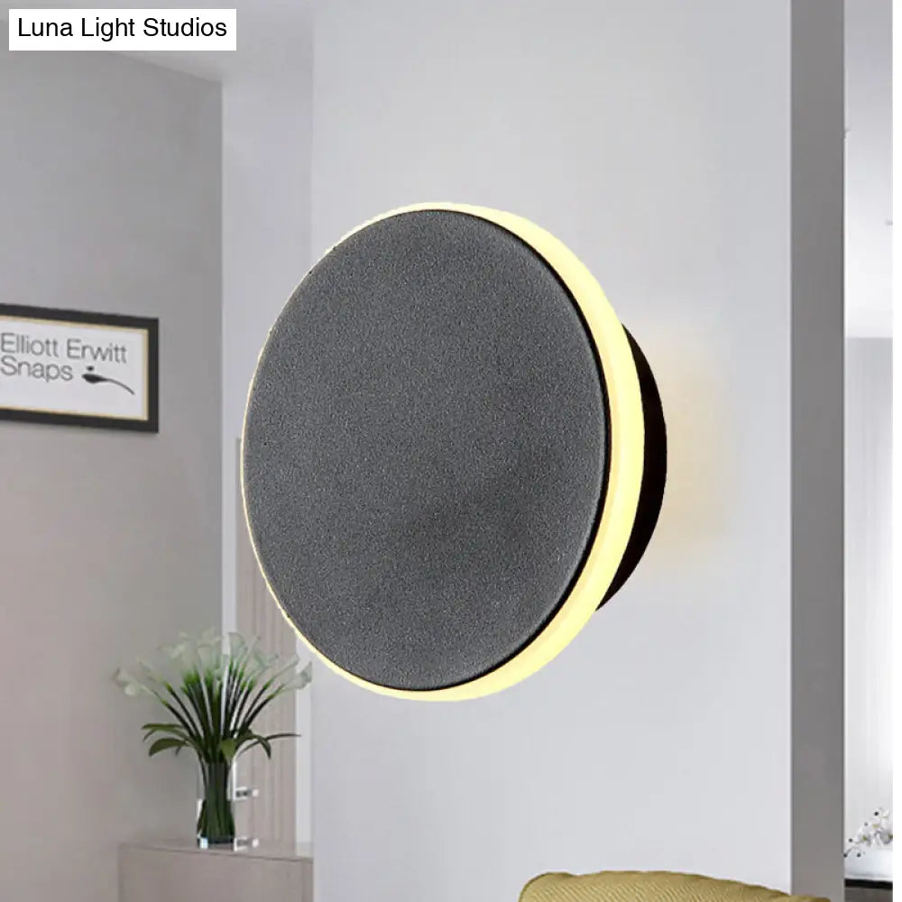DecorBites™ DecorBites™ Modern Black/White LED Disc Sconce: Single Acrylic Wall Light in Warm/White