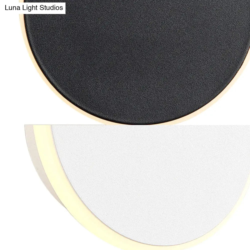DecorBites™ DecorBites™ Modern Black/White LED Disc Sconce: Single Acrylic Wall Light in Warm/White
