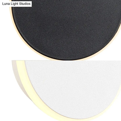 DecorBites™ DecorBites™ Modern Black/White LED Disc Sconce: Single Acrylic Wall Light in Warm/White