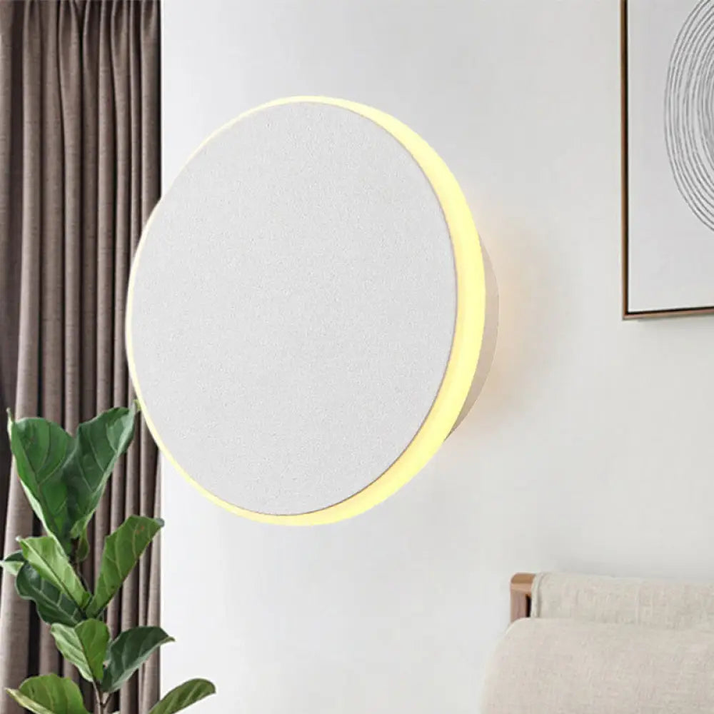 DecorBites™ DecorBites™ Modern Black/White LED Disc Sconce: Single Acrylic Wall Light in Warm/White