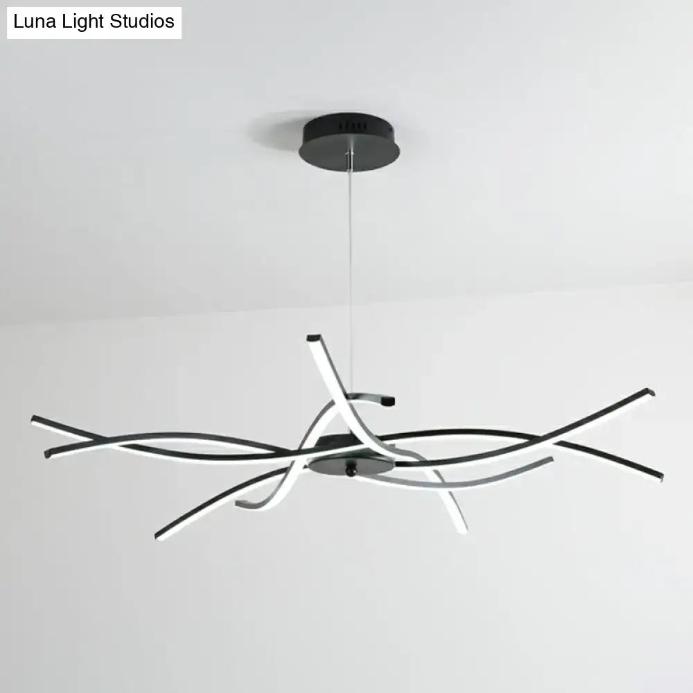 Modern black and white led floral chandelier with sleek intertwined arms for living room light type bulb included