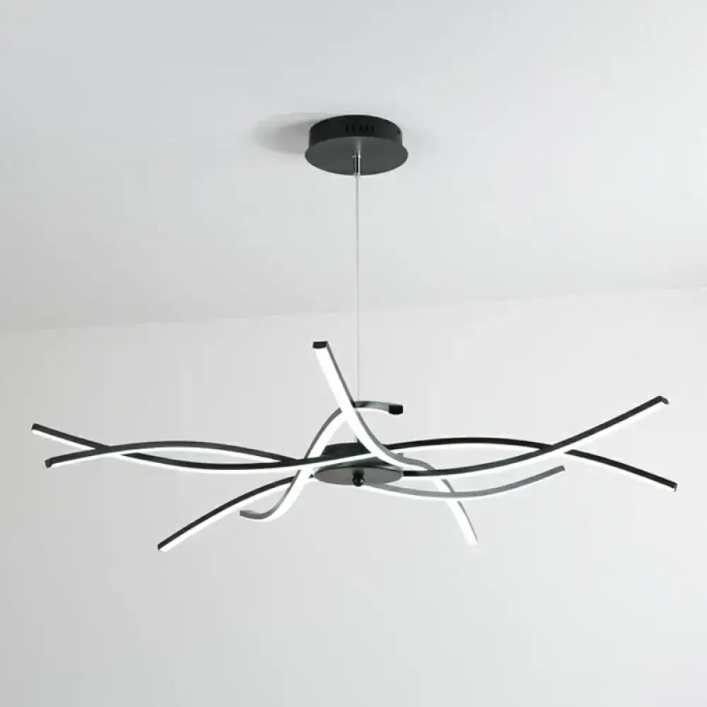 Modern black and white led floral chandelier with sleek intertwined arm design living room light type bulb included