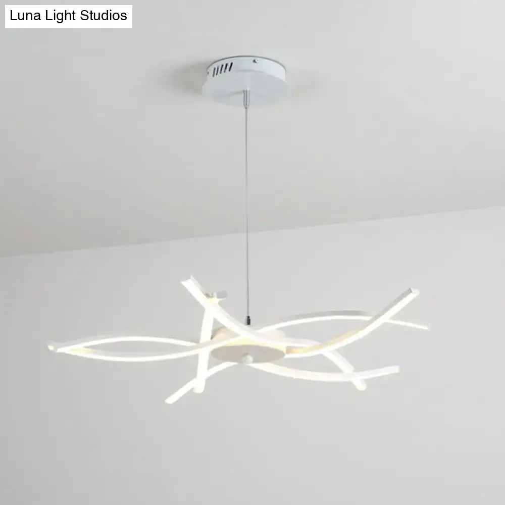 Modern black and white led floral chandelier with sleek branching arms and minimalist design for living room light type fixture width