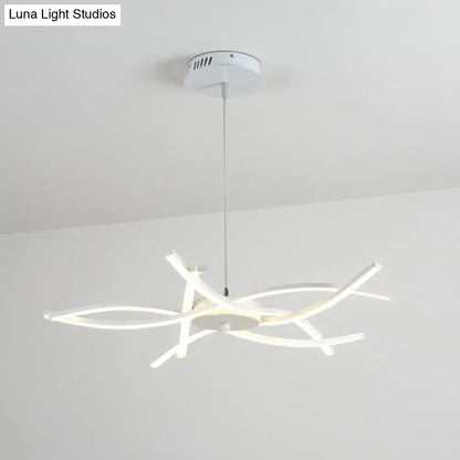 Modern black and white led floral chandelier with sleek branching arms and minimalist design for living room light type fixture width