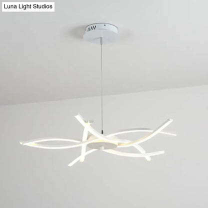 Modern black and white led floral chandelier with sleek branching arms and minimalist ceiling mount for living room light type bulb included
