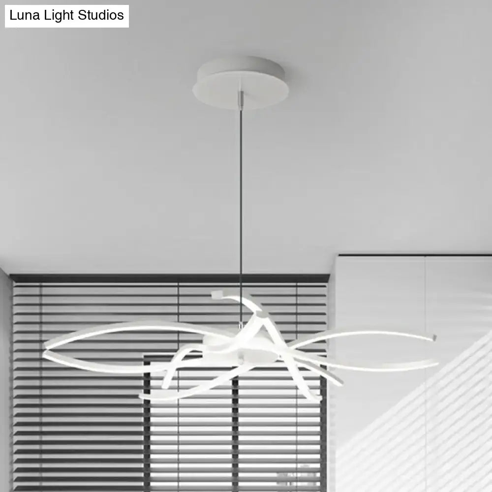 Modern black and white led floral chandelier with sleek white pendant arms and bulb included for living room light type