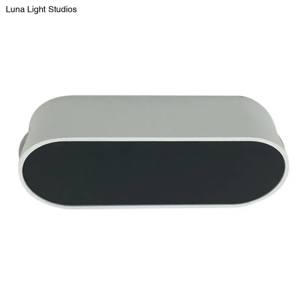 Modern black and white led flush wall lamp with metal shade featuring a sleek white casing and smooth black inner panel