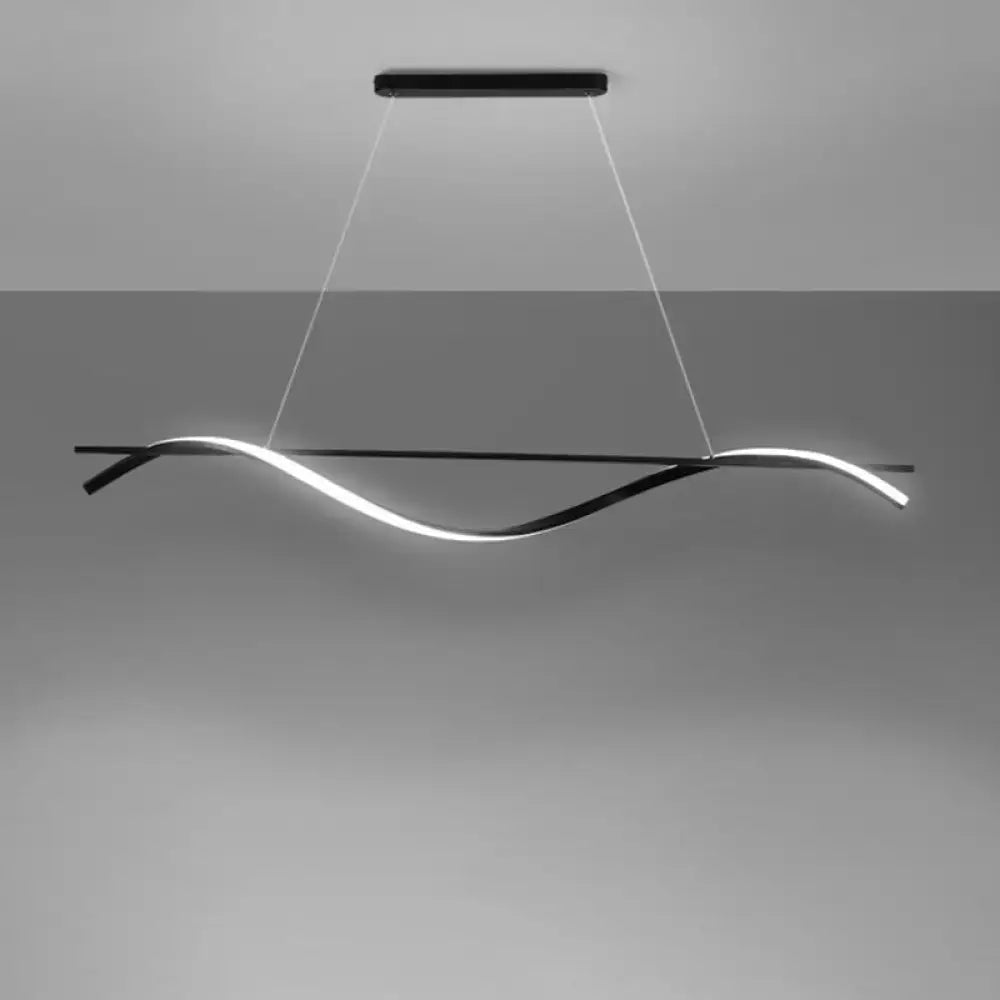 Modern black and white led hanging lamp with simplicity curved design for elegant dining room lighting