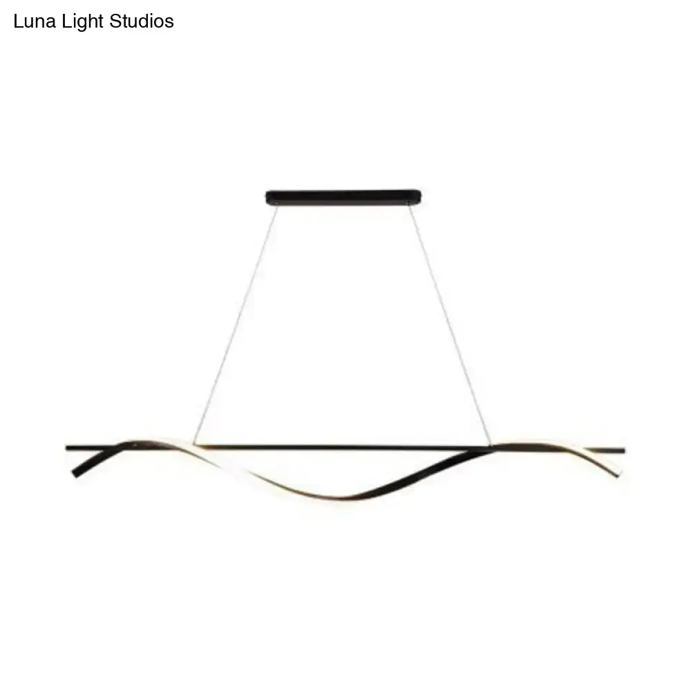 Modern black and gold led hanging lamp with sleek simplicity curved design ideal for dining room lighting