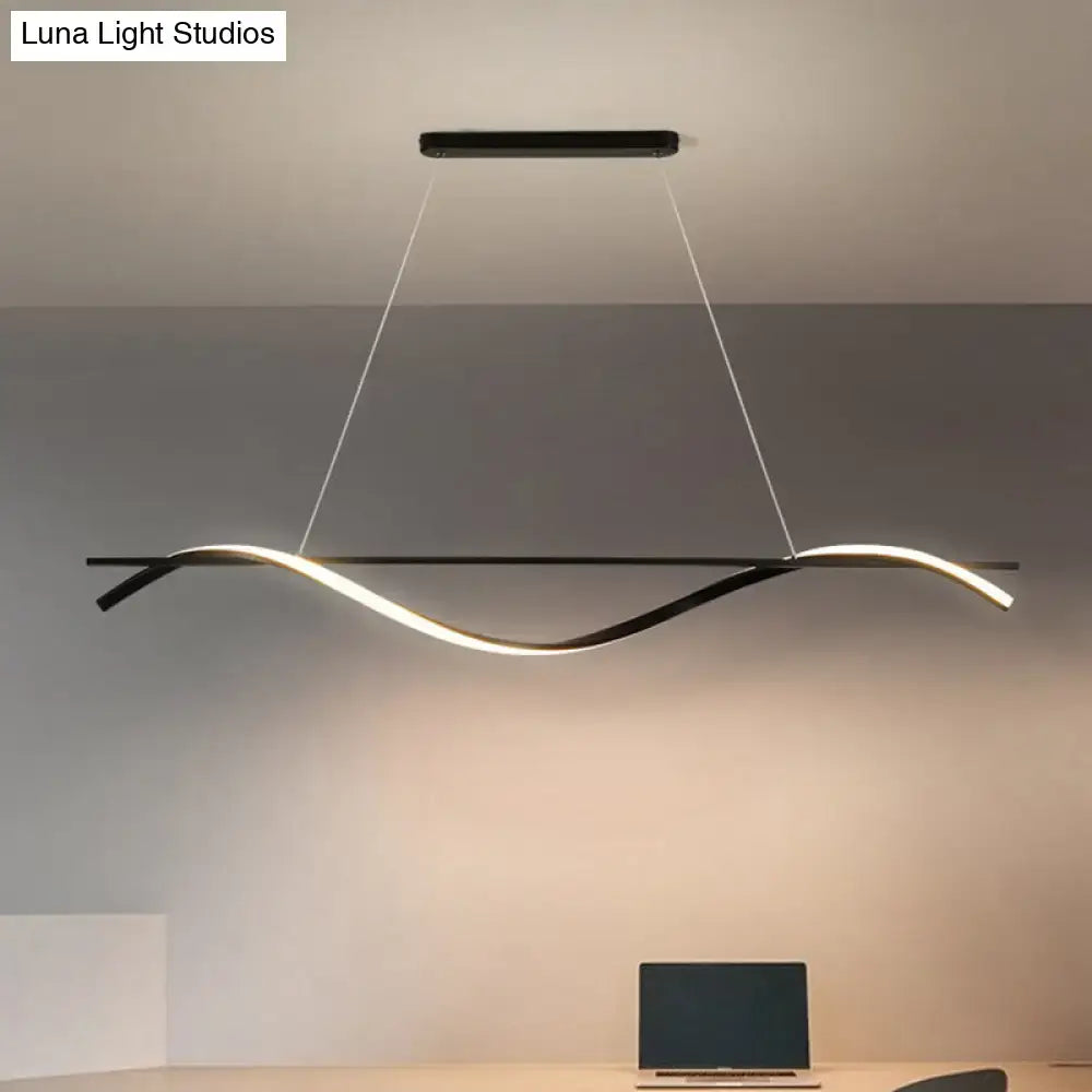 Modern black and white led hanging lamp with sleek simplicity curved design for dining room lighting