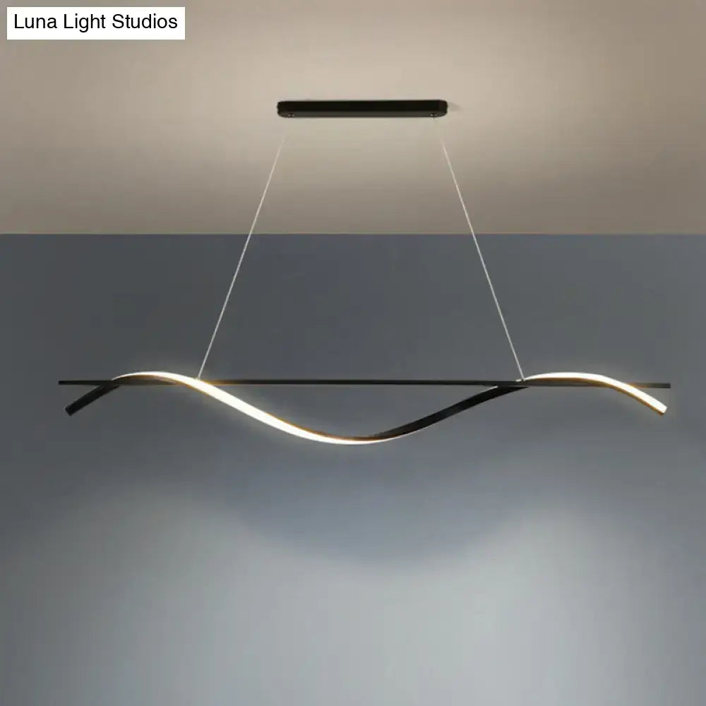Modern black and gold led hanging lamp with simplicity curved design for elegant dining room lighting
