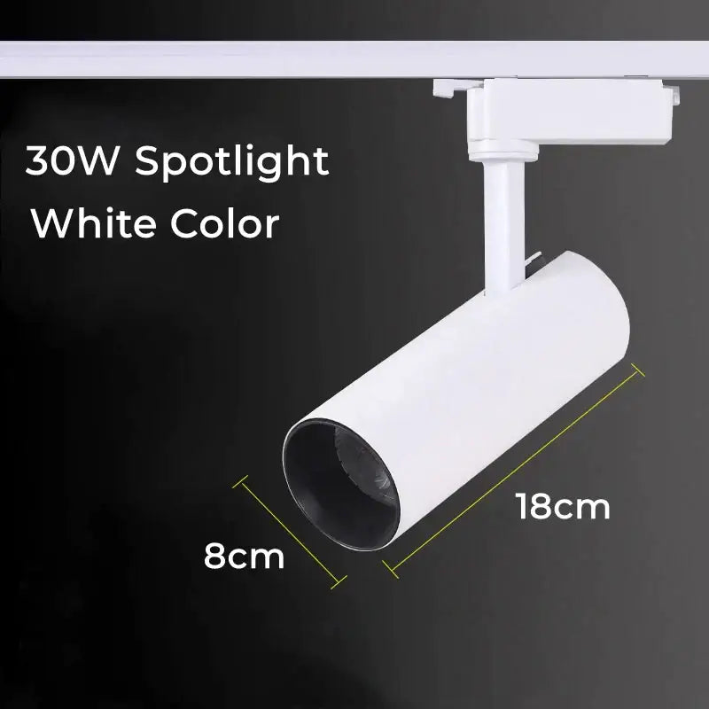White 30w led linear grille track spotlight with sleek cylindrical design and matte finish for modern living room use