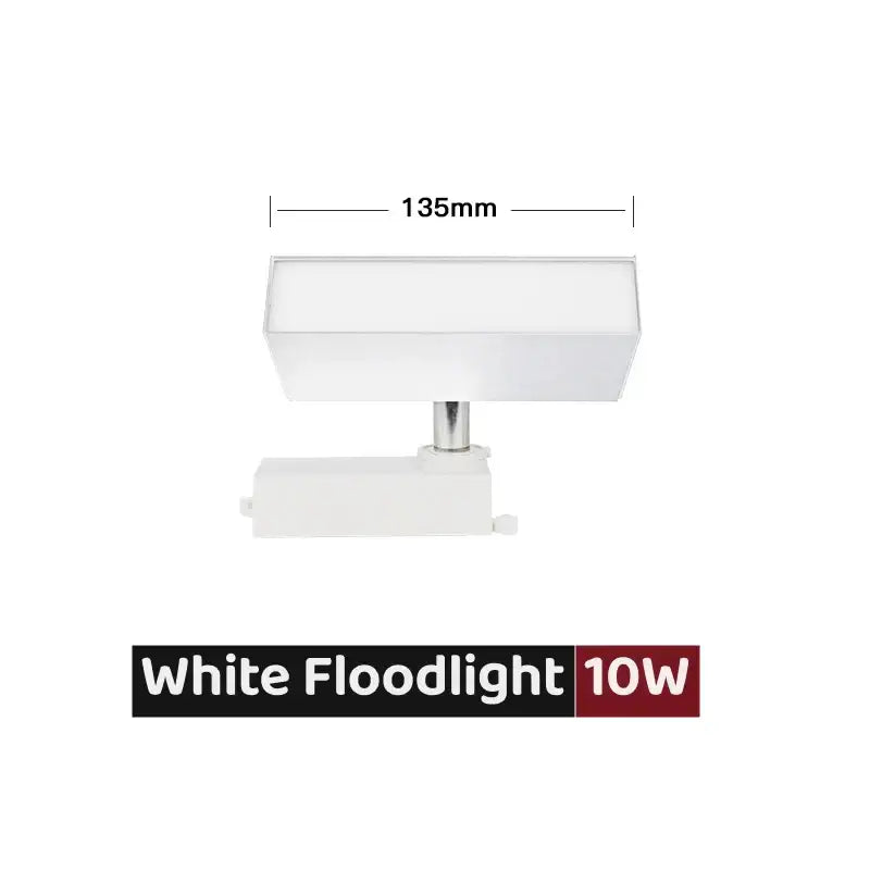 White 10w led linear grille floodlight with sleek rectangular head and metallic mounting base for modern grille track spotlights