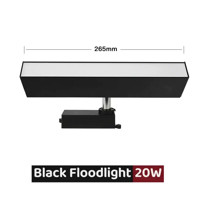 Black 20w floodlight with sleek rectangular design and matte finish for modern led linear grille track spotlights living room