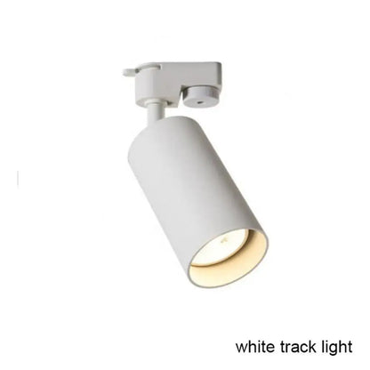Modern black white led track lamps with white matte cylindrical adjustable head for clothing store spotlights decorbites black white