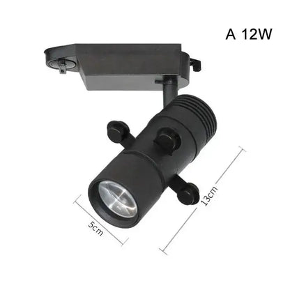 Modern black and white led track light with 12w adjustable head and textured finish for gallery spotlight use