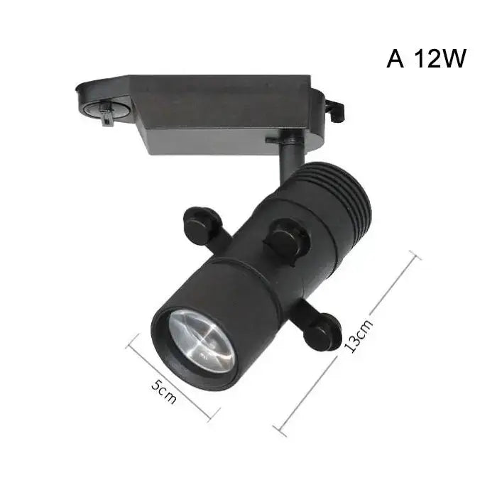 Modern black and white led track light with 12w adjustable head and textured finish for gallery spotlight use