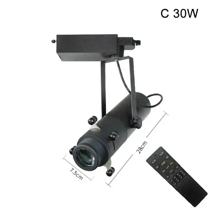 Modern black and white led track light gallery spotlight with 30w adjustable head and remote control led track light