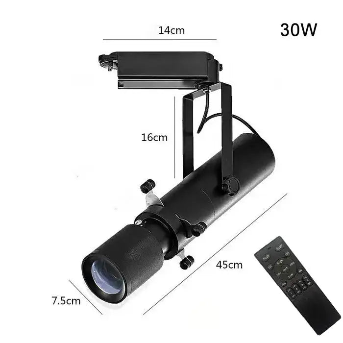Modern black and white led track light with 30w adjustable head and remote control for gallery spotlight use