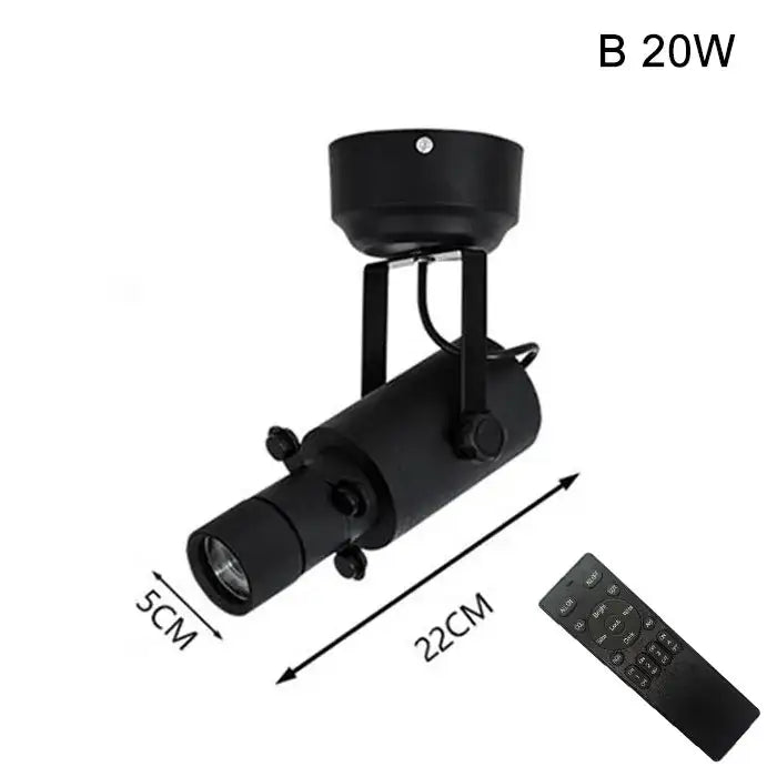 Modern black and white led track light featuring a black matte-finish 20w adjustable led track light with remote control