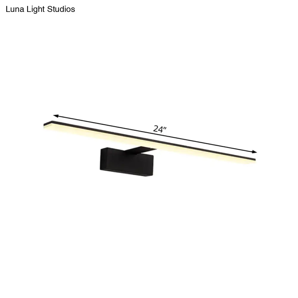 Modern black and white 24-inch led vanity lamp wall sconce with sleek rectangular design and warm white light
