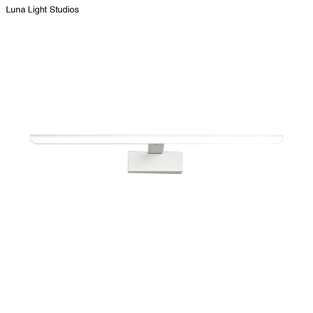 Modern black and white led vanity lamp with a sleek minimalist design and rectangular base for bathroom use