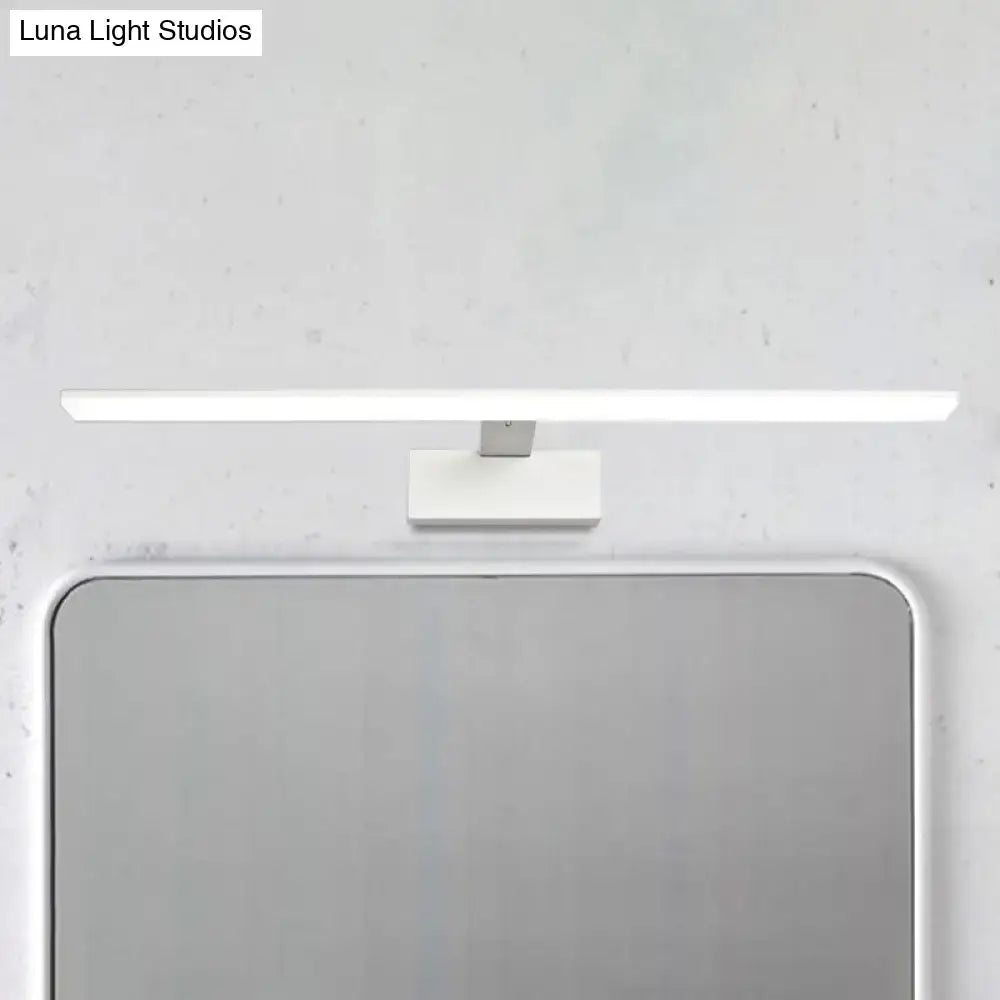 White rectangular led vanity lamp with sleek minimalist design and modern matte finish for black white bathroom sconce light