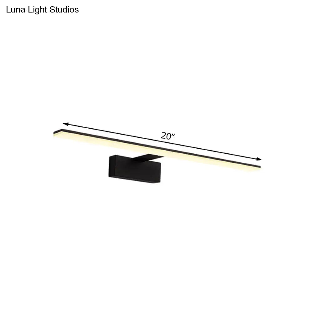 Modern black and white led vanity lamp bathroom sconce with sleek rectangular design and 20-inch length