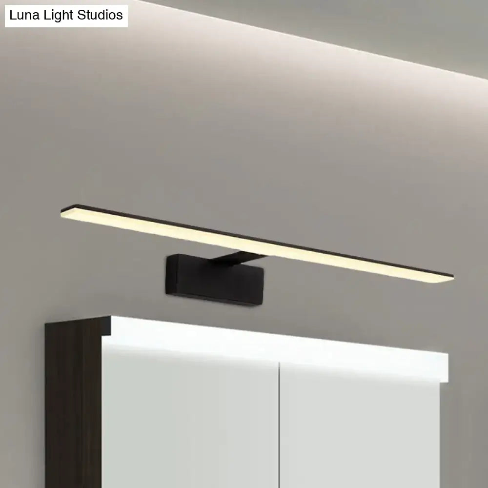 Modern black and white led vanity lamp with rectangular wall-mounted design and warm white illumination for bathroom