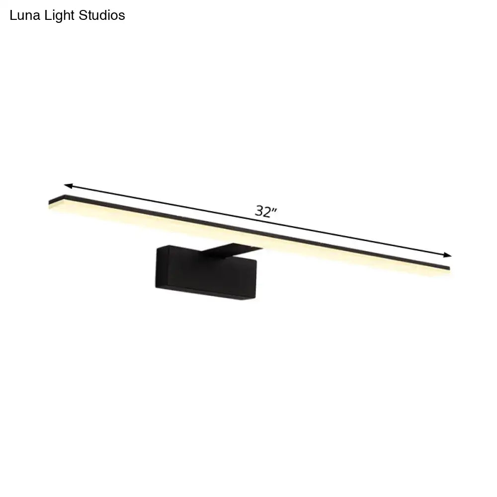 Black modern led wall sconce with a sleek rectangular design 32-inch length for black white vanity lamp use