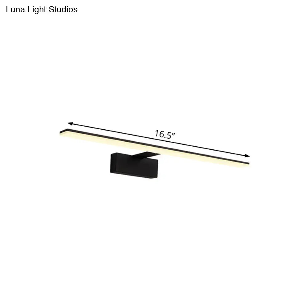 Modern black white led vanity lamp bathroom sconce light with sleek rectangular design and 16.5 inch length