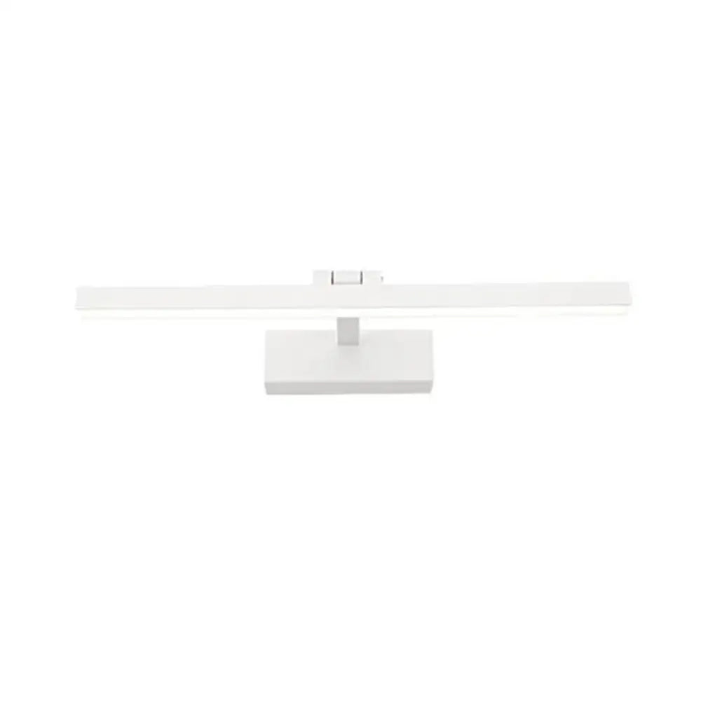 White rectangular led vanity light sconce with sleek minimalist design and smooth finish for bedroom mirror lighting