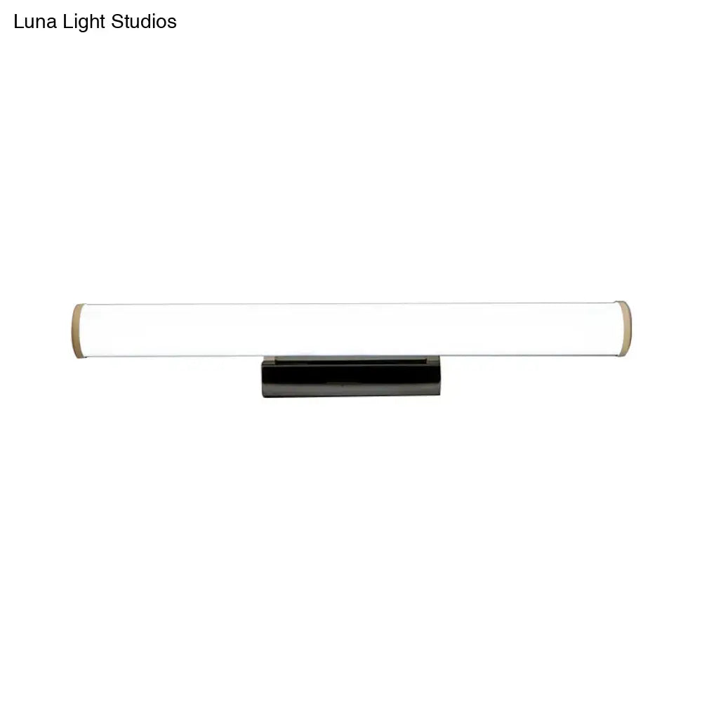 Modern black and white led vanity mirror light bathroom sconce with frosted glass diffuser and cylindrical design