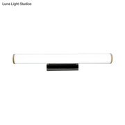 Modern black and white led vanity mirror light bathroom sconce with frosted glass diffuser and cylindrical design