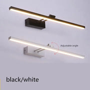 Modern adjustable-angle led vanity mirror light wall sconce in sleek black or minimalist white finishes for bathroom use