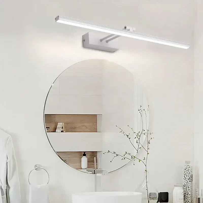 Modern black and white led vanity mirror light with sleek rectangular design and minimalist fixture for bathroom use