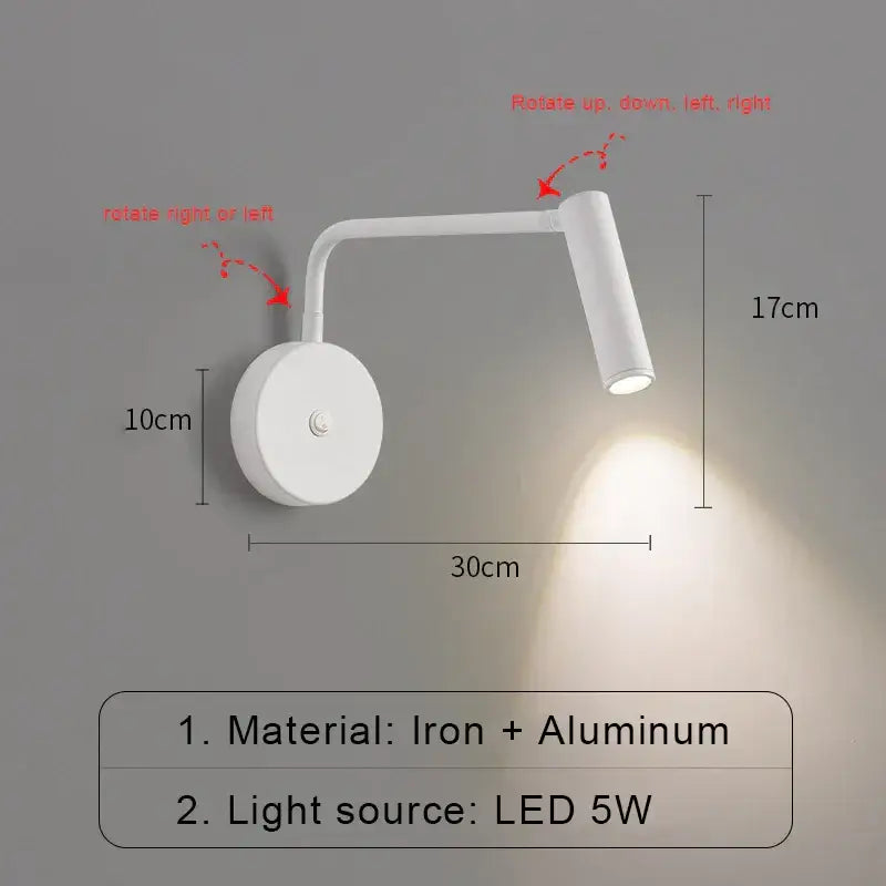 White adjustable wall lamp with sleek iron and aluminum design decorbites led wall lamp ideal for bedroom sconce use