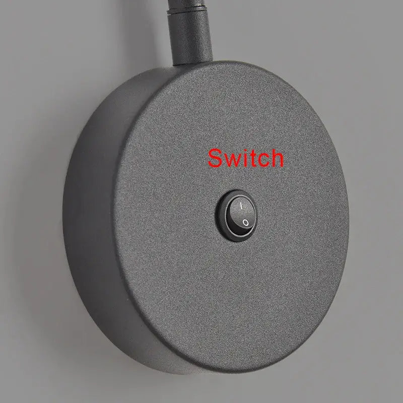 Modern black and white led wall lamp with gray circular matte switch and on off toggle for bedroom decorbites led wall use