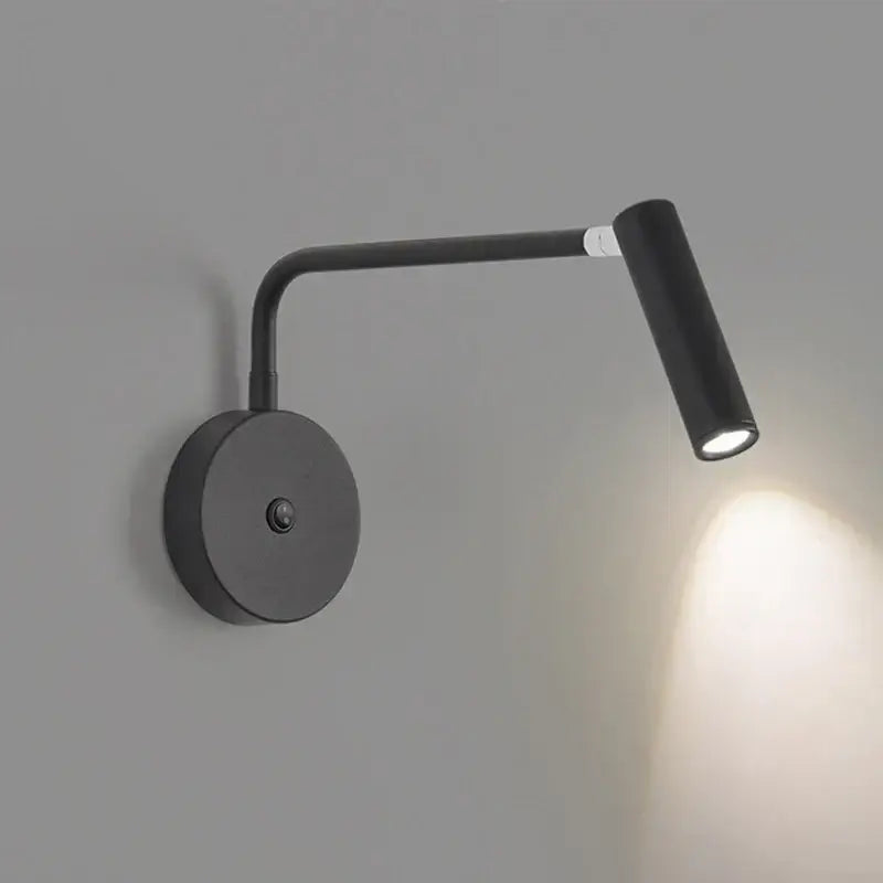 Modern black wall lamp with sleek curved arm and cylindrical light head decorbites led wall lamp for bedroom sconce with switch