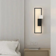 Modern black and white led wall lamp with sleek minimalist rectangular design for bedroom sconce lighting