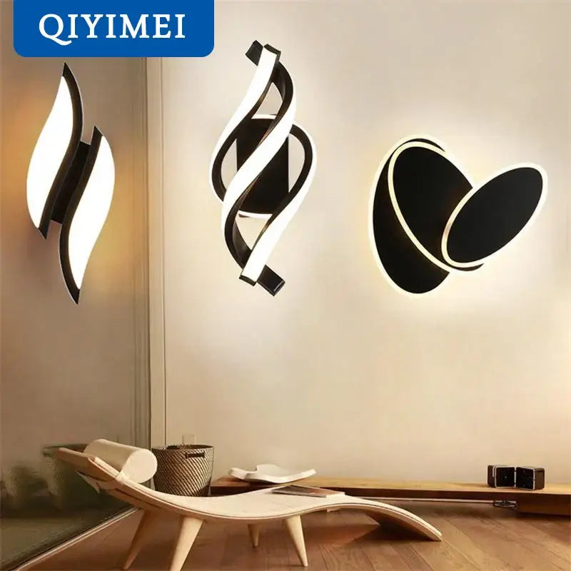 Modern black and white led wall lamps with sleek sculptural design ideal for bedroom use as stylish led wall lamps