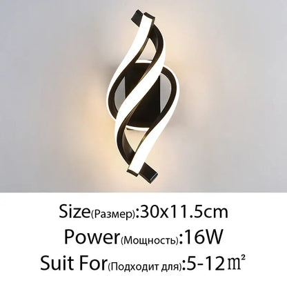 Modern black and white led wall sconce with a sleek twisted design for bedroom sculptural led wall lamps