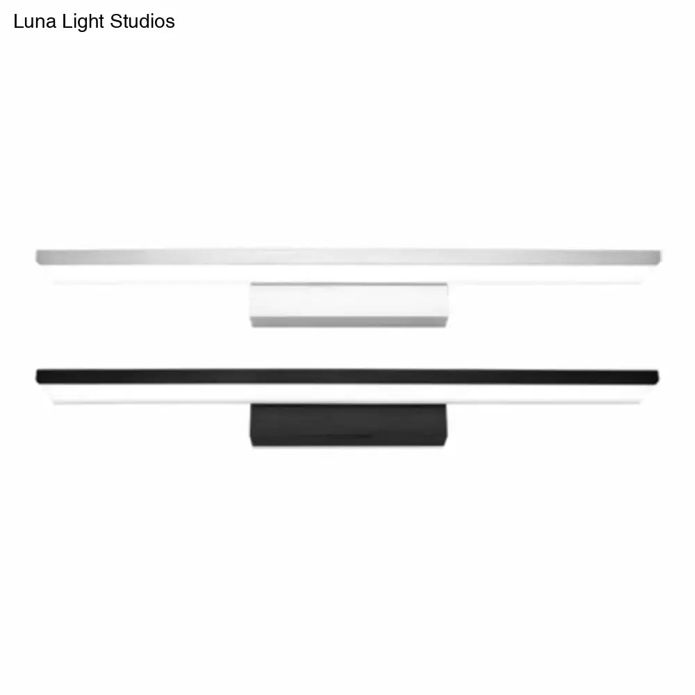 Minimalist modern black and white led wall light fixture with sleek silver and black bars for 110v-120v bathroom use