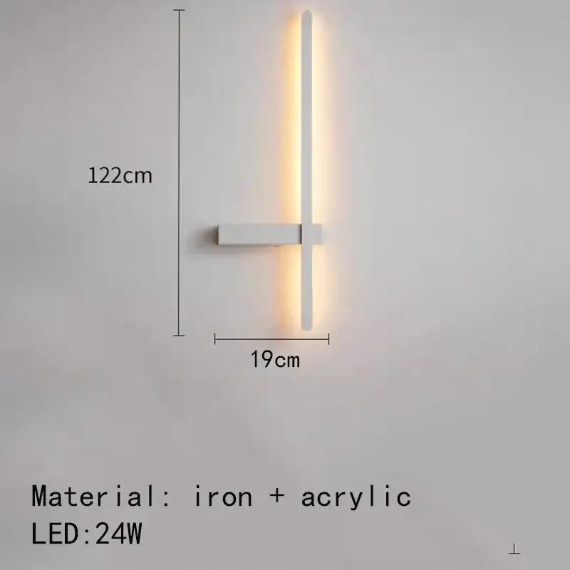 Modern black and white led wall lights with sleek white iron and acrylic minimalist sconce emitting warm illumination
