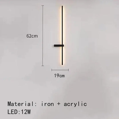 Modern black iron and acrylic wall lights with a sleek vertical led strip and horizontal bracket for living room decorbites led wall