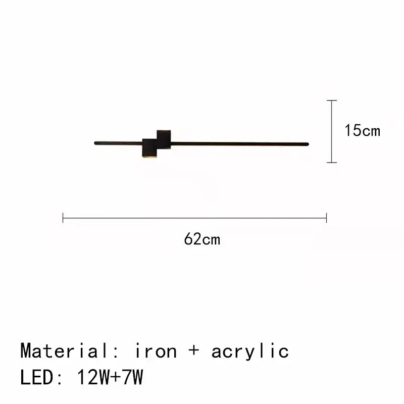 Modern black and white led wall lights minimalist sconce with iron and acrylic horizontal bar for decorbites led wall use